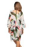 Pool to Party Kaftan One Size / Multi / 100% Polyester Birds of Paradise Print | Bell Kaftan