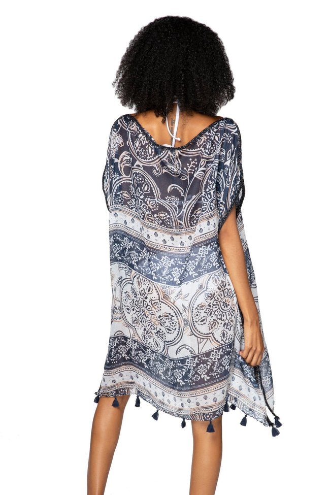 Pool to Party Kaftan One Size / Multi / 100% Polyester Floral Temple Corinthian Shift