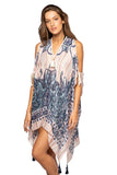 Pool to Party Kaftan One Size / Multi / 100% Polyester Open Shoulder Dress in Good Omen Print