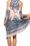 Pool to Party Kaftan One Size / Multi / 100% Polyester Open Shoulder Dress in Good Omen Print