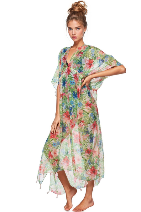 Maxi Halter Dress in Tahiti Leaf Print