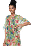 Pool to Party Kaftan One Size / Multi / 100% Soft Polyester Dreams in Paradise Print Poolside Maxi Coverup Dress
