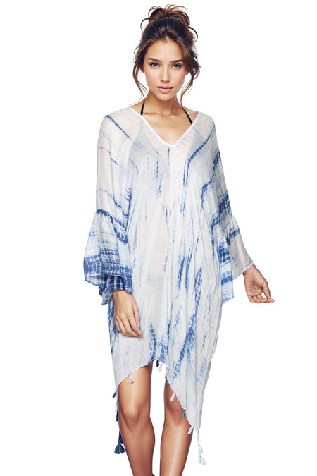 Bell Sleeve Kaftan Coverup in Night Leave Print