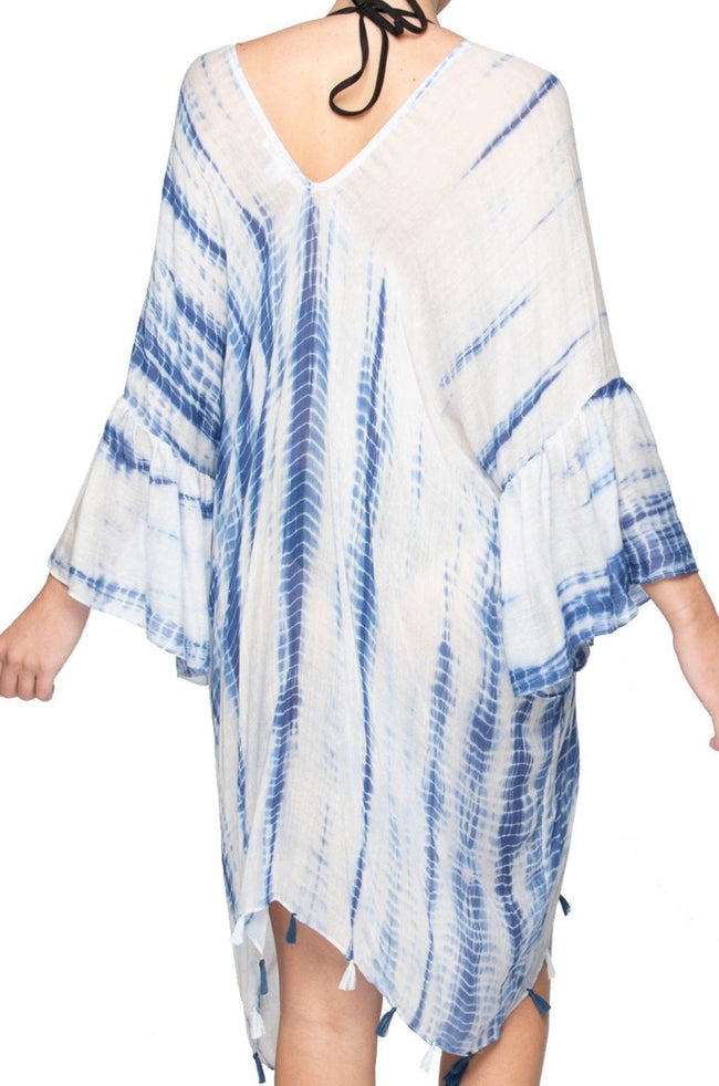 Pool to Party Kaftan One Size / Multi / 100% Viscose Bell Kaftan Coverup in Oasis Tie Dye
