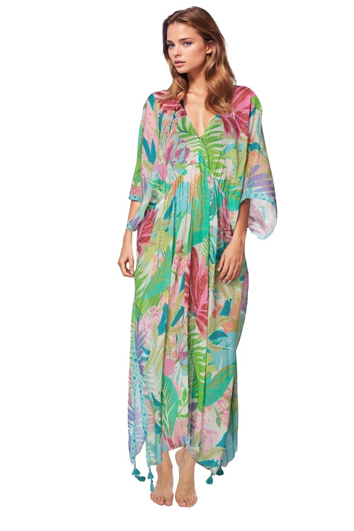 Pool to Party Kaftan One Size / Multi / 50% Modal/50% Cotton Summer Isle Poolside Maxi Dress