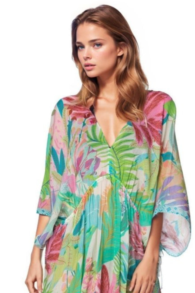 Pool to Party Kaftan One Size / Multi / 50% Modal/50% Cotton Summer Isle Poolside Maxi Dress