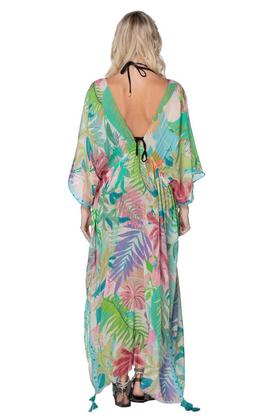 Pool to Party Kaftan One Size / Multi / 50% Modal/50% Cotton Summer Isle Poolside Maxi Dress