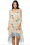 Pool to Party Kaftan One Size / Multi / 60% Cotton/40% Modal Open Shoulder Dress in Tangerine Dream