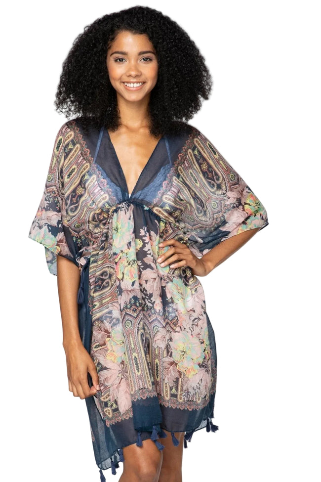 Pool to Party Kaftan One Size / Navy / 100% Poly Rio Blooms Isle Dress