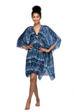 Pool to Party Kaftan One Size / Navy / 50% Modal/50% Viscose Flower Stamps Isle Dress in Navy
