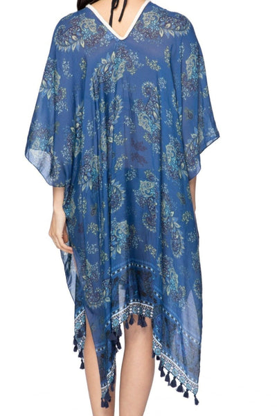 Pool to Party Kaftan One Size / Navy Bandana Bandit Print Coverup Beach Kaftan