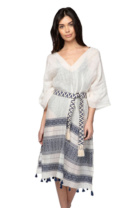 Fringe Cotton Tassel Dress with Embroidery