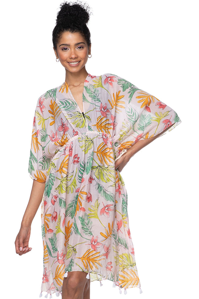 Pool to Party Kaftan One Size / Pink / 50% Modal/50% Viscose Colorful Spring Isle Sundress Coverup In Pink