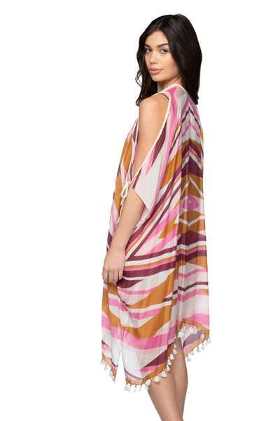 Pool to Party Kaftan One Size / Pink / 50% Modal/50% Viscose Open Shoulder Dress in Crazy on You