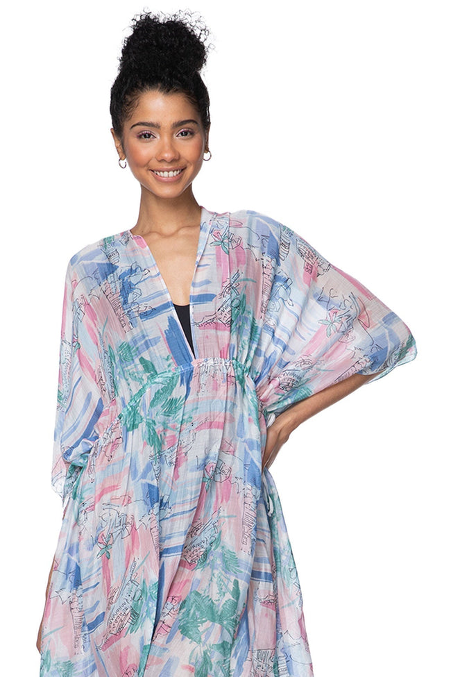 Pool to Party Kaftan One Size / Pink / 50% Modal/50% Viscose World Traveler Isle Dress in Pink