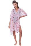 Pool to Party Kaftan One Size / Pink V-Neck Coverup Dress in Weekend in Paris Pink Print