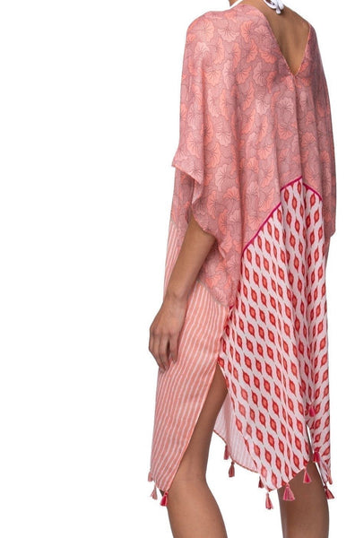 Pool to Party Kaftan One Size / Red V-Neck Sun Dress Coverup in Vacation Melody Red