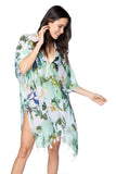 Pool to Party Kaftan One Size / Sea Green Gentle Garden Print Kaftan