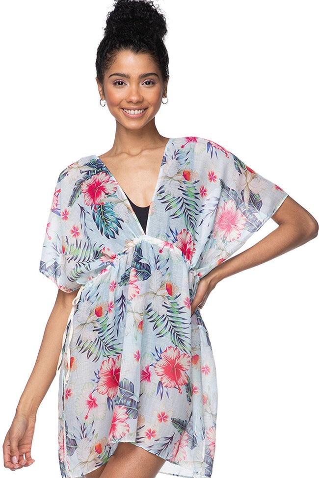 Pool to Party Kaftan One Size / Sky / 70% Polyester / 30% Cotton Love Story Print | Isle  Sun Dress Coverup