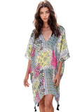 Pool to Party Kaftan One Size / Sky - Summer Bazaar Summer Bazaar Print Kaftan V-Neck Dress in Sky