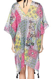 Pool to Party Kaftan One Size / Sky - Summer Bazaar Summer Bazaar Print Kaftan V-Neck Dress in Sky