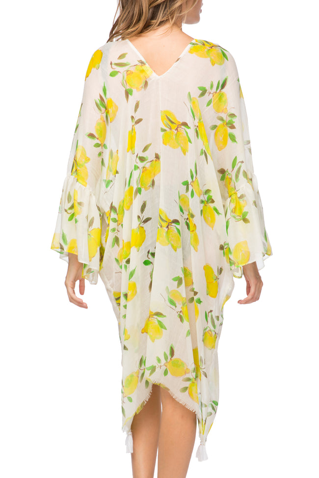 Pool to Party Kaftan One Size / White / 60% Cotton/40% Modal Lemon Squeezy Bell Kaftan
