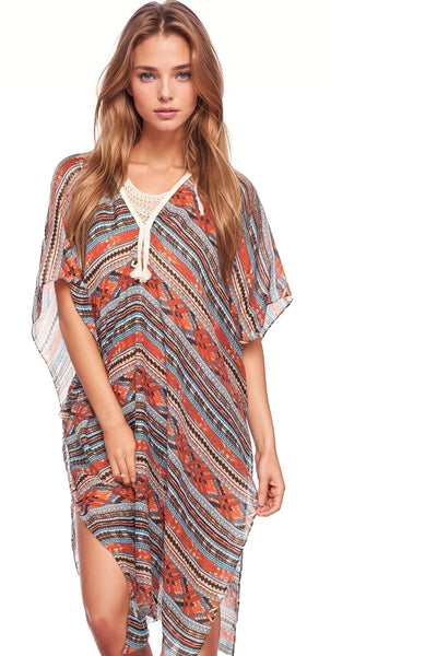 Pool to Party Kaftan Orange | Boho Blanket / O/S / Orange Maxi Kaftan Tassel Dress in Boho Blanket