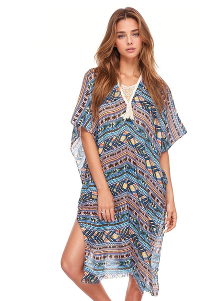Pool to Party Kaftan Orange | Boho Blanket / O/S / Orange Maxi Kaftan Tassel Dress in Boho Blanket