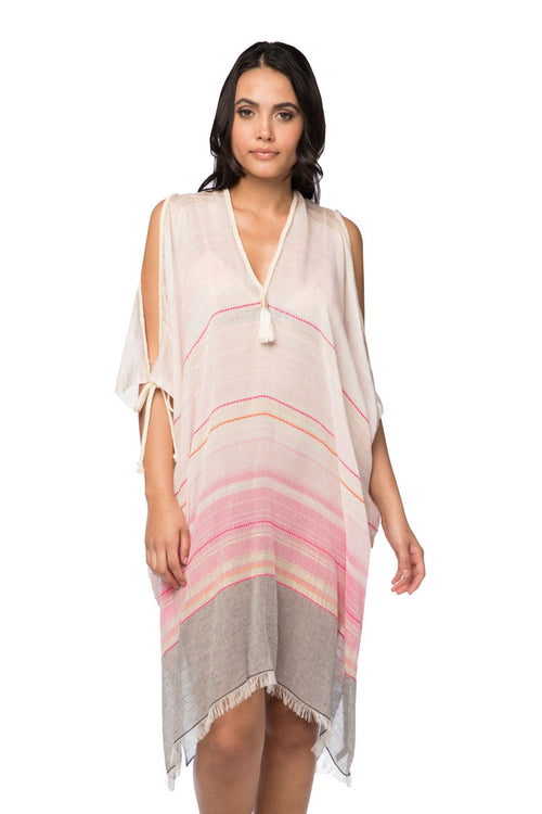 Pool to Party Kaftan OS / Multi Open Shoulder Dress in Light Rays