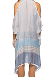 Pool to Party Kaftan OS / Sky Open Shoulder Sundress Coverup in Morning Glory Print