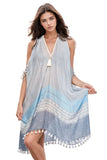 Pool to Party Kaftan OS / Sky Open Shoulder Sundress Coverup in Morning Glory Print