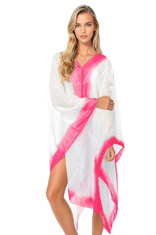 Pool to Party Kaftan Rasberry Candied Tips Dip Dye | Maxi Kaftan Coverup Sundress