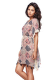 Pool to Party Kaftan Sundress One Size / Multi Boho Beach Sundress in Lattice Garden Print