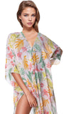 Pool to Party Kaftan Sundress One Size / Pink Colorful Spring Print V-Neck Sundress Coverup