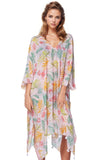 Pool to Party Kaftan Sundress One Size / Pink Colorful Spring Print V-Neck Sundress Coverup