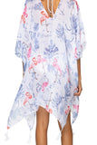 Pool to Party Kaftan Sundress One Size / White Palm Springs White Print V-Neck Sheer Coverup Kaftan Dress