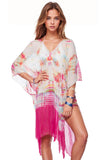 Pool to Party Kaftan Tie Dye Splash Kaftan Maxi Dress in Tropical / One Size / Tropical Tie Dye Splash Kaftan Maxi Dress in Tropical