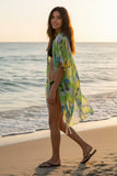 pool-to-party-kimono-Luminous Blooms Bright Lime Green Print Coverup Kimono