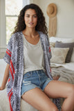 pool-to-party-kimono-Striped Scales Black and White Red Border Coverup Kimono