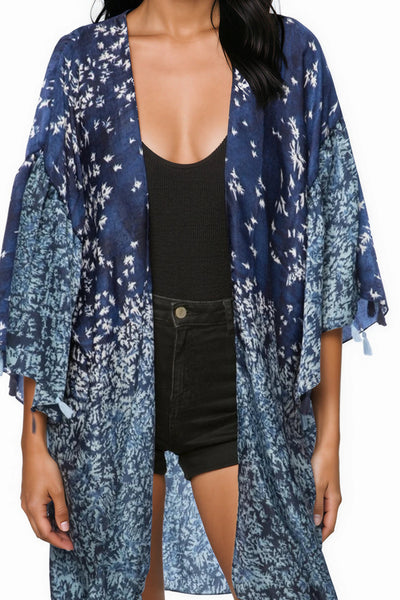 Pool to Party Kimono Bell Kimono Sleeve Satin Prints Beach Coverup