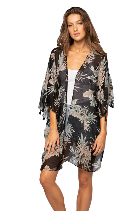 Bed to Brunch Robe Kimono in Painted Lillies