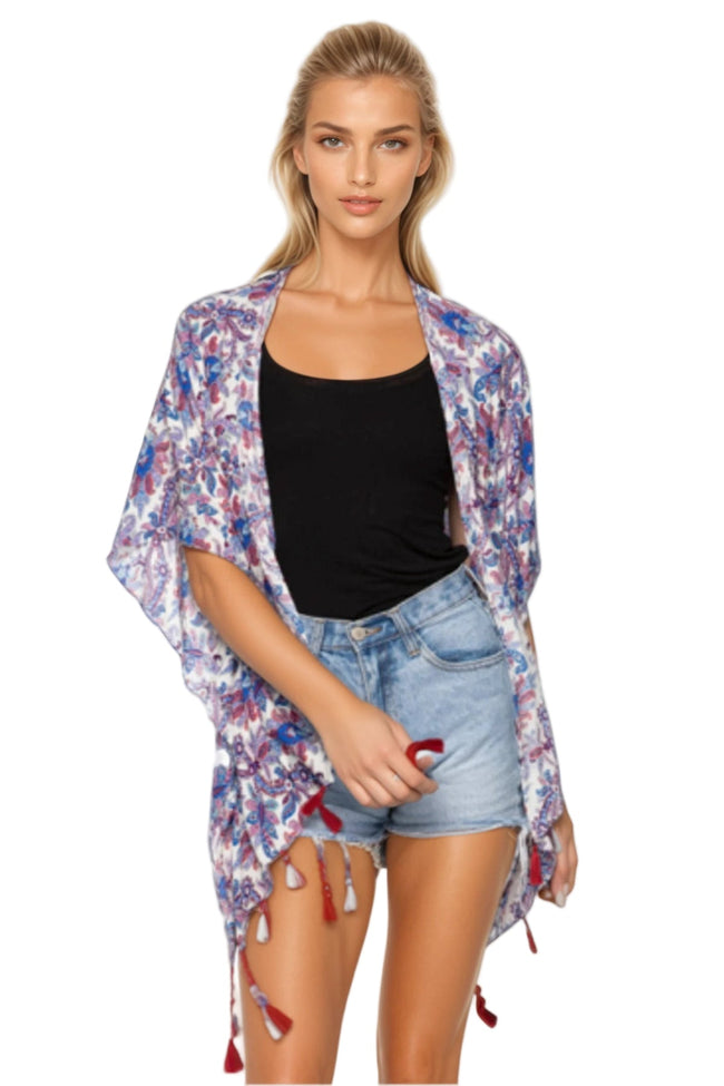 Pool to Party Kimono Blue / One Size Poison Ivy Print Coverup Kimono