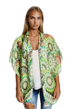 Pool to Party kimono Electric Bloom / One Size / Green Electric Bloom Print Coverup Kimono Wrap