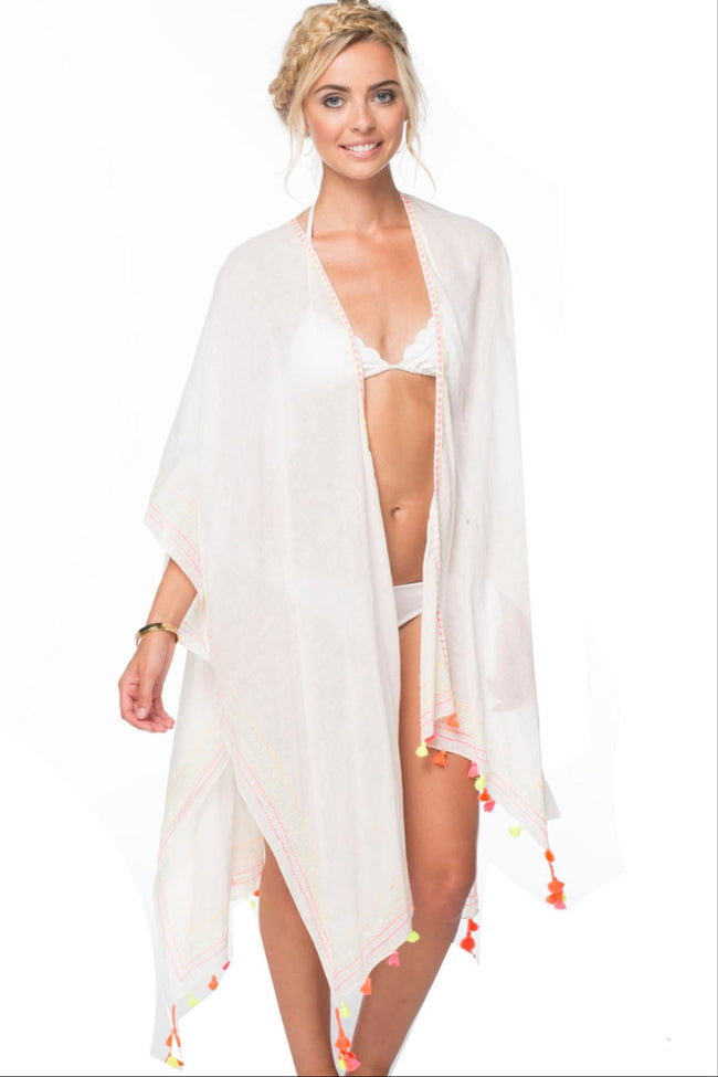 Pool to Party Kimono Embroidery Borders Loose & Easy Kimono Coverup