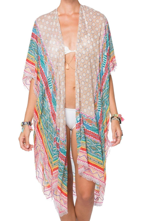 Pool to Party Kimono Grey / One Size Embroidered Fiesta Kimono Wrap
