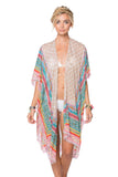 Pool to Party Kimono Grey / One Size Embroidered Fiesta Print Kimono coverup