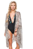 Pool to Party Kimono Grey / One Size Floral Snake Kimono Wrap Coverup