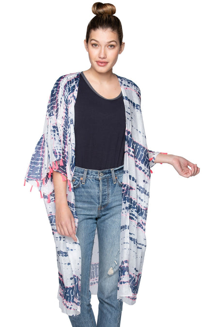 Oversized Kimono Shrug Coverup in Menagerie Stripe Jacquard Fabric