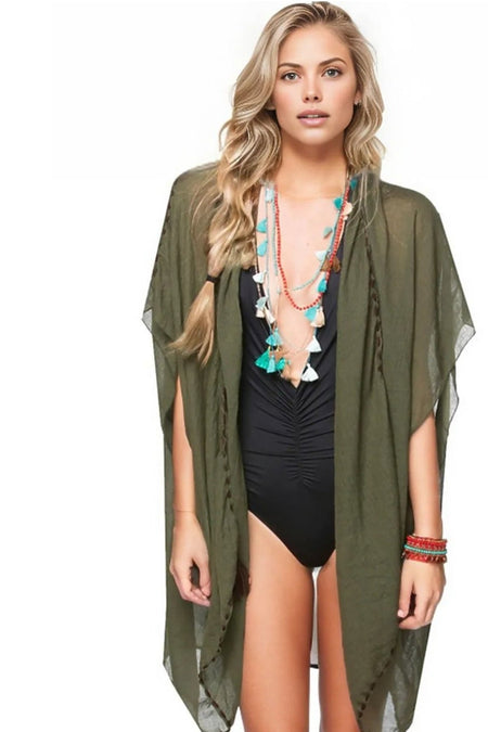 Free Spirit Vest Coverup in Green Canopy Print
