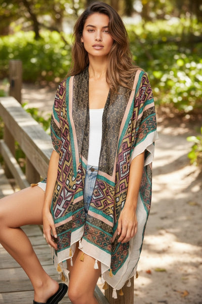 pool-to-party-kimono-one-size-Sunland Park Vintage Free Spirit Print Kimono Coverup Fringe